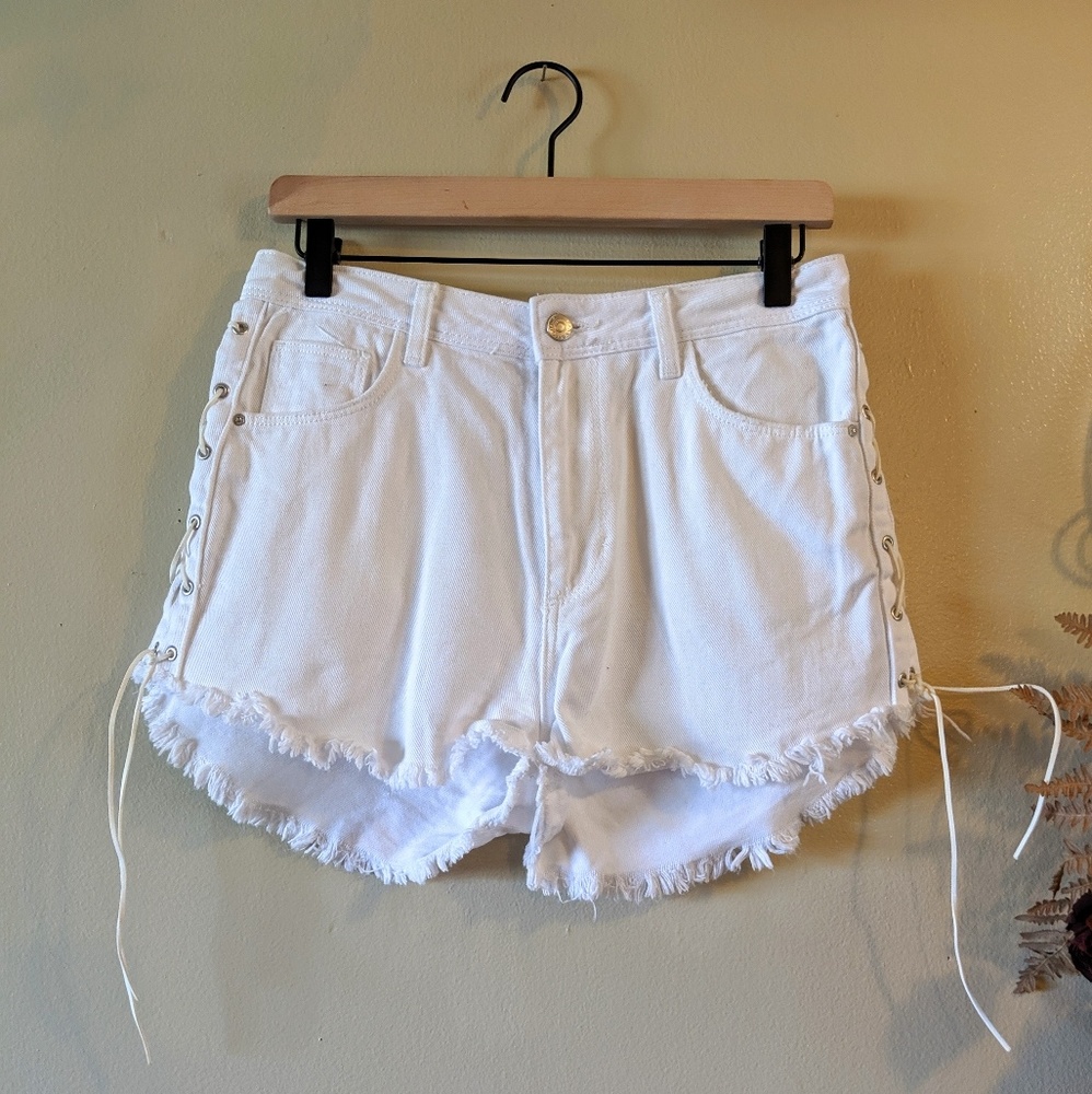ZARA basic denim white jean short